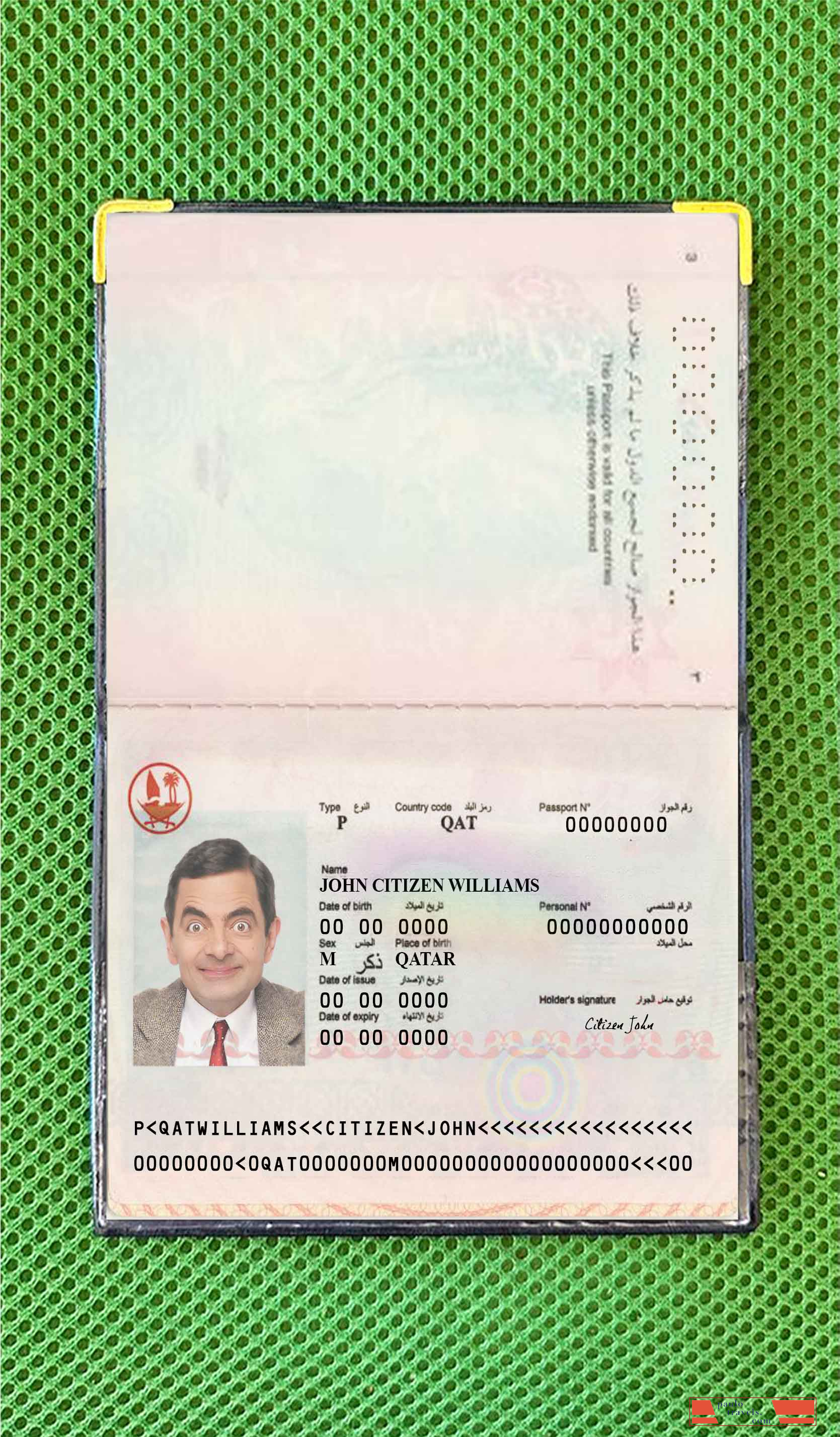 Qatar passport photo look PSD template